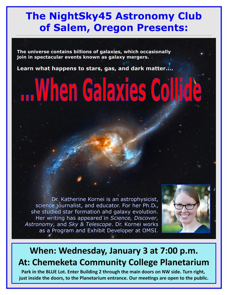NightSky45 Astronomy Club January Meeting Poster image.