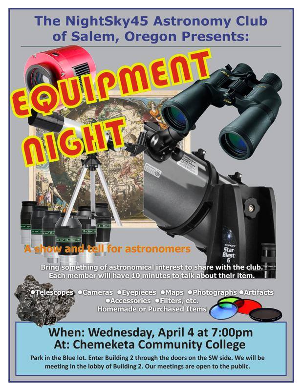 Night Sky 45 Astronomy Club April Meeting Poster